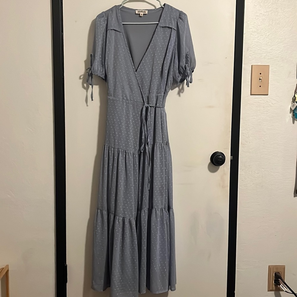Dusty Blue Wrap Dress